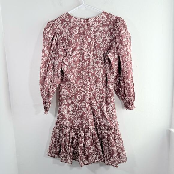 Vici Olivaceous Purple White Floral V Neck Tiered Mini Dress Small - Picture 6 of 8